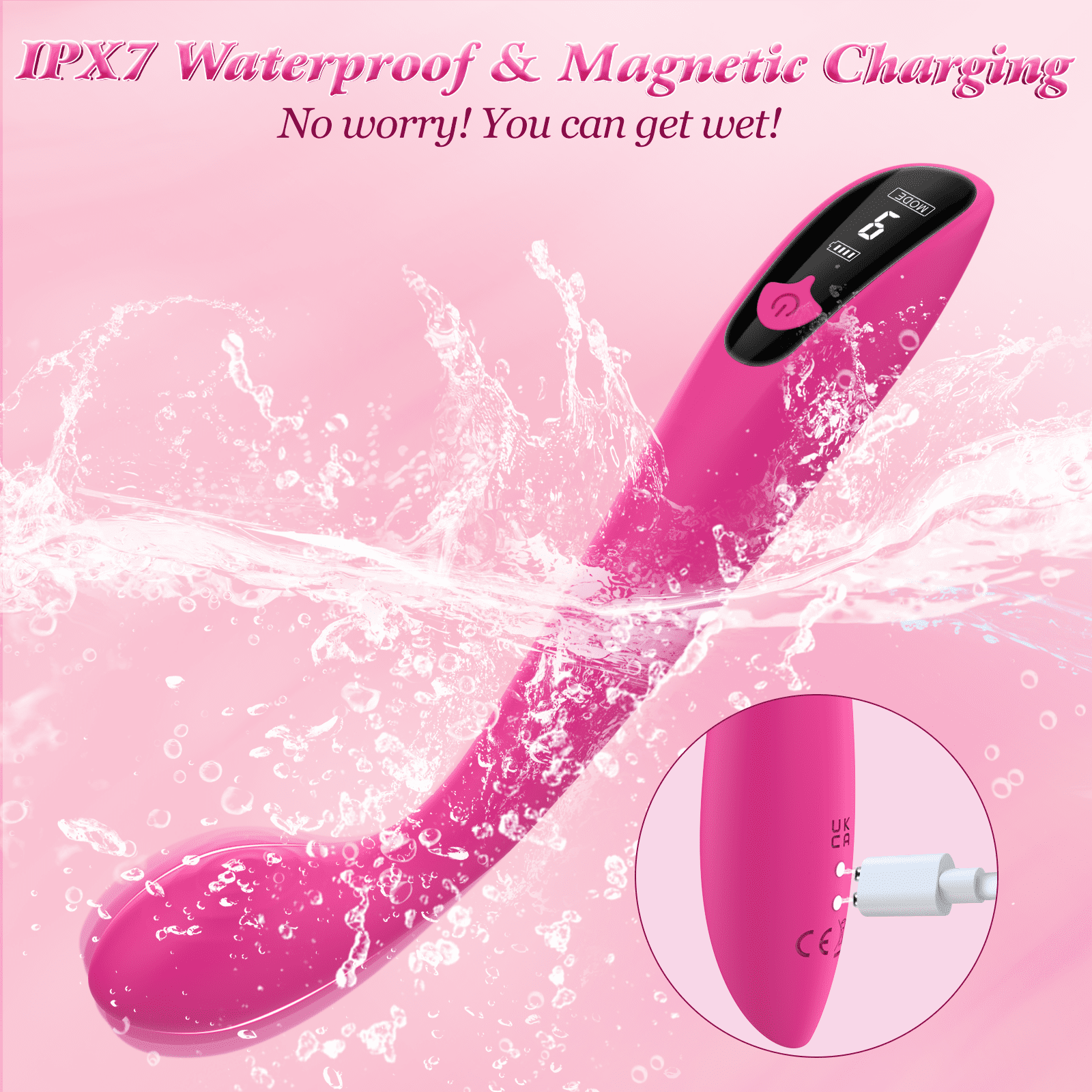 Amoochoo Sex Toys G-Spot Vibrator with 9 Modes, LCD Display Dildo for Women, Pink