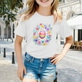 thumbnail image 2 of Children's Easter Shirts Toddler Girls Cute Easter Eggs Printed T-Shirts Short Sleeve Casual Crewneck T-Shirt Funny Bunny Shirt Oversized Kids Tops Z02-White 8-9 Years, 2 of 4