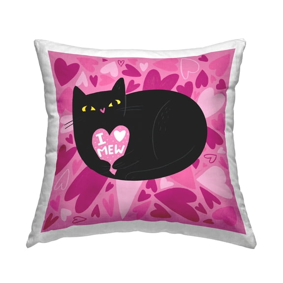 Stupell Industries I Love Mew Black Cat Decorative Printed Throw Pillow Design by Leeza Hernandez.