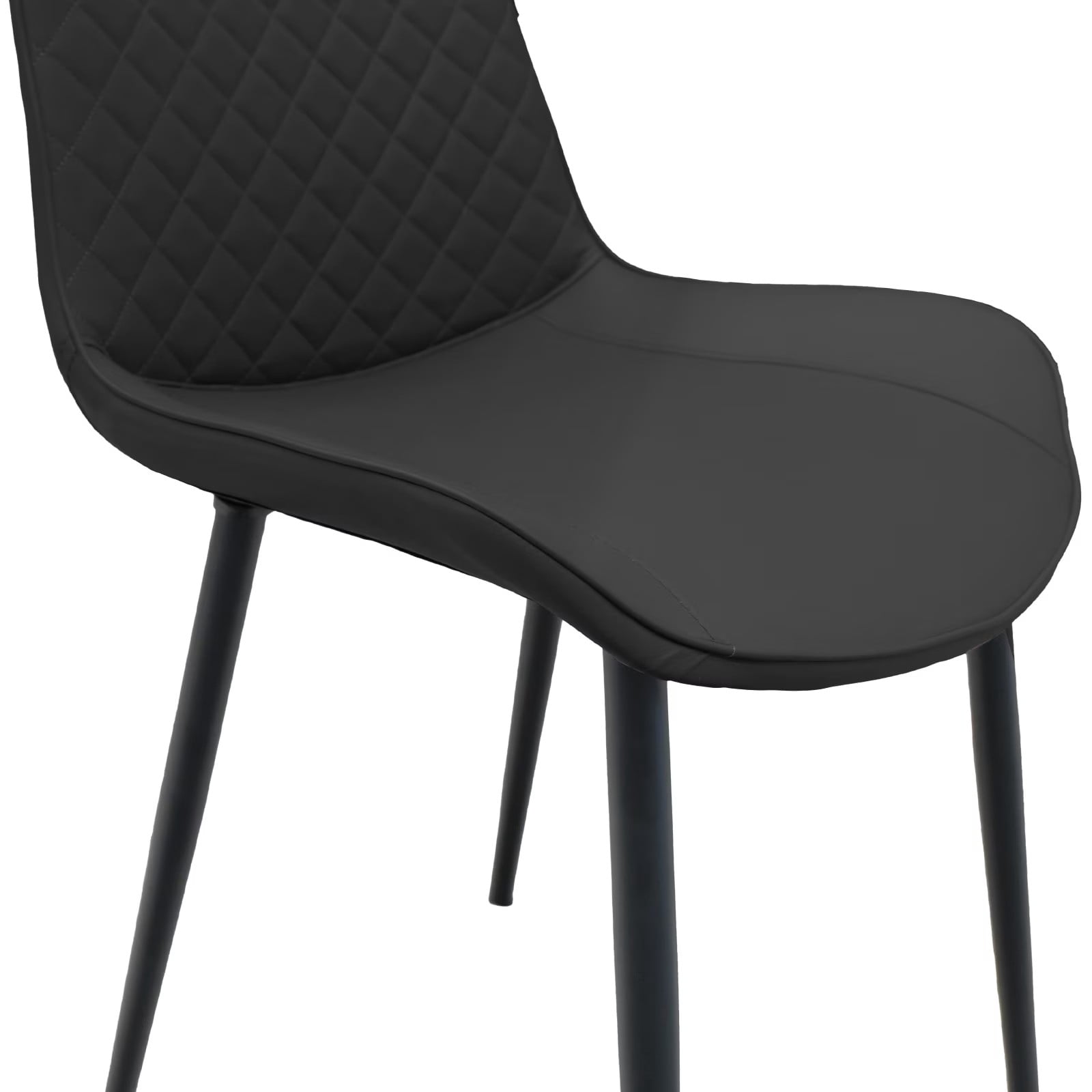 Aukfa Dining Chairs Set of 4, Upholstered Faux Leather Side Chairs with Metal Legs for Kitchen, Restaurant, Living, Black