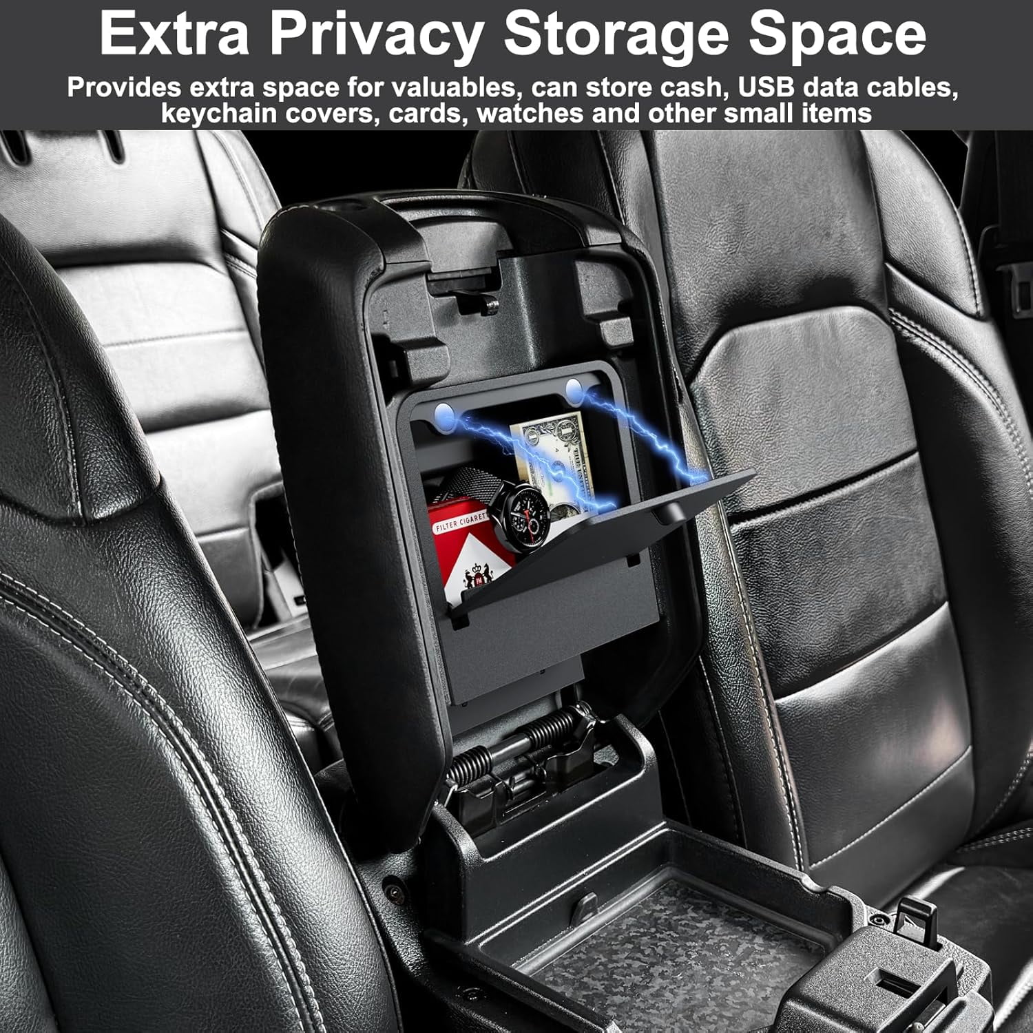 DIAMOOKY Jeep Wrangler & Gladiator Accessories 2PCS Front Under Seat Storage Bin & Center Console Hidden Organizer Box