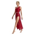 thumbnail image 3 of iiniim Women's Glittery Rhinestone Lyrical Dance Costume Sleeveless Split Maxi Dress Modern Dancewear Burgundy M, 3 of 7