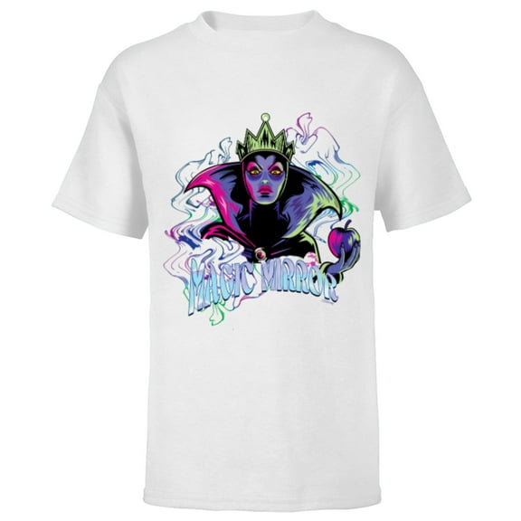 Disney Villains Evil Queen Magic Mirror Illustrated - Short Sleeve T-Shirt for Kids - Customized-White