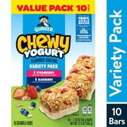 Quaker Chewy Yogurt Bar, Strawberry and Blueberry Flavor,  Variety Pack, 12.3 oz, 10 count