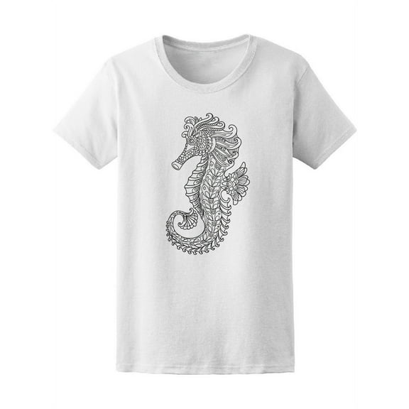 Zendoodle Style Mandala Seahorse Women T-Shirt - Image by Shutterstock, Female x-Large