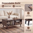 thumbnail image 6 of ELLEGNT Coffee Table with Storage Drawer and Open Shelves - Rustic Rectangle Center Table for Living Room, Walnut, 6 of 9