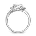 thumbnail image 2 of Solid 14k White Gold Diamond Bezel Diamond Side-Stones with CZ Cubic Zirconia Center Stone By-Pass Engagement Ring Size 6.5, 2 of 7