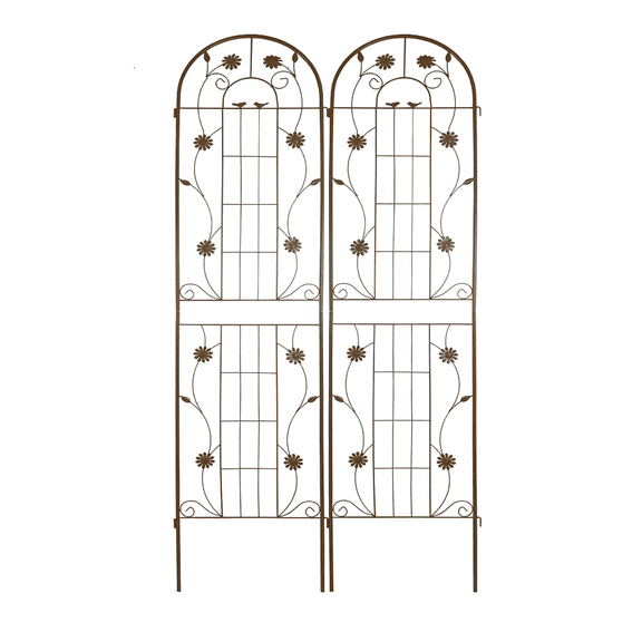 2 Pack Metal Garden Trellis 86.7" x 19.7", Rustproof Plant Support for Climbing Plants & Flowers Outdoor, Decorative Brown