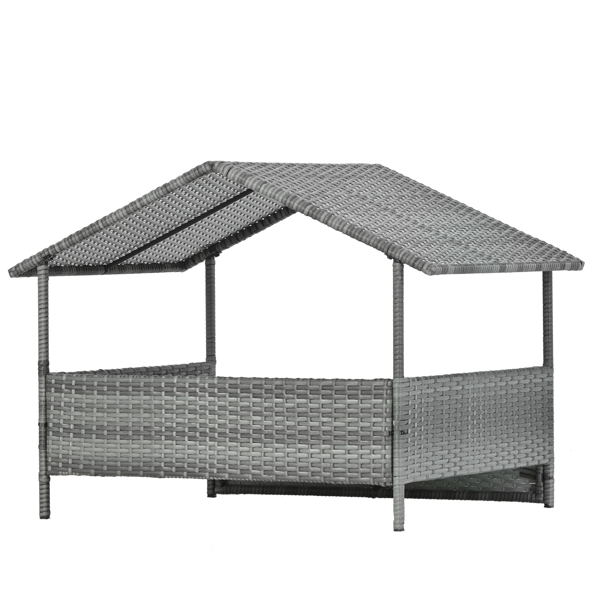 Pefilos 38" Pet Furniture Dog Bed with Provide Pet Mat, Seasonal PE Wicker Pet Furniture for Cat and Dog House/Kennel, Gray Pefilos 38" Pet Furniture Dog Bed with Provide Pet Mat, Seasonal PE Wicker Pet Furniture for Cat and Dog House/Kennel, Gray