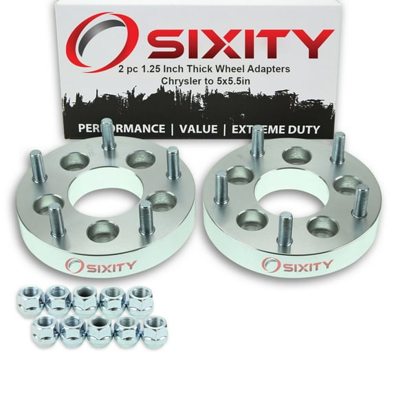 Sixity Auto 2 pc 5x4.5" to 5x5.5" Wheel Spacers Adapters 1.25" compatible with Chrysler 200 300M