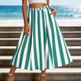 thumbnail image 2 of Women's Tennis Skirts Women Summer Striped High Waisted A Line Elastic Waist Flowy Ankle Beach Skirt Green XXL, 2 of 4