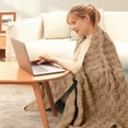 thumbnail image 5 of JoyMoreHome Soft Cozy Throw Blanket for Couch Sofa Bed 27.56x39.37 Inch, Fluffy Reversible Thick Warm Fuzzy Blanket for All-Season, 3D Checkered Jacquard Decorative Blankets, 5 of 6