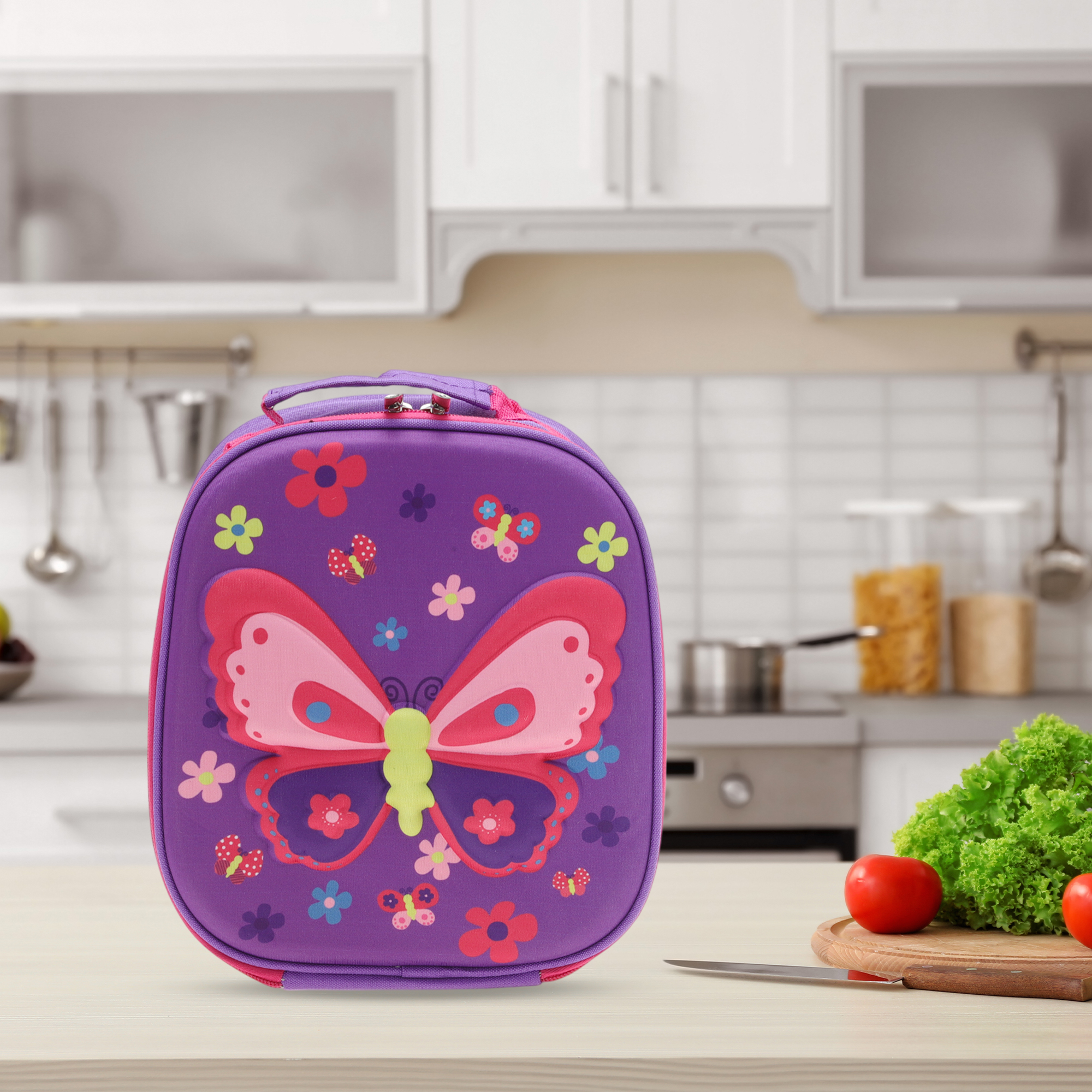 Unique Bargains Cartoon Lunch Bag 1 Pc Purple [Butterfly]