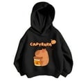 thumbnail image 3 of lnmuld Girls Tops Girls Hooded Sweatshirt Capybara Print Casual Loose Fit Long Sleeve Top for Toddler Kids Soft Comfortable Autumn Winter Outfits Size:5-6 Years, 3 of 5