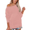thumbnail image 2 of EIMELI Chemise Femme Liquidation Grande Taille Femme Décontractée Manches Longues Unie Ample Col Rond Chemisier Haut Rouge TG, 2 of 6