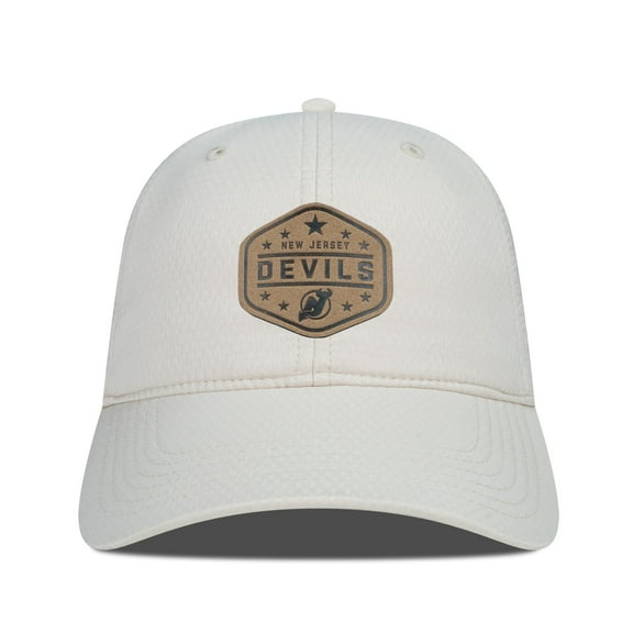 Men's Levelwear  Cream New Jersey Devils Faux Leather Patch Unstructured Adjustable Hat