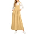 thumbnail image 2 of Jumper Dress Overalls for Women Loose Version Baggy Style Length Adjustable Straps Wide Hemline Yellow XL, 2 of 6