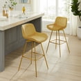 thumbnail image 5 of Art Leon Counter Height Bar Stools, 26" Height Swivel Velvet, Island Stools with Golden Metal Legs, Set of 2, Yellow, 5 of 8