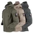 thumbnail image 4 of Chaqueta azul marino de concha suave para exteriores, chaqueta táctica impermeable para hombre, abrigo de invierno, cazadora y pantalones cálidos de lana con capucha, 4 of 5