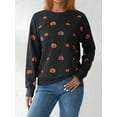 thumbnail image 5 of Michellecmm Halloween Women Pullover Sweatshirts Pumpkin Printed Casual Round Neck Long Sleeve Tops Autumn Streetwear, 5 of 9