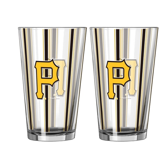 Logo Brands Pittsburgh Pirates Two-Piece 16oz. Striped Pint Glass Set