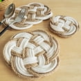 thumbnail image 2 of insstyletablematlinenstrawwovencoasterpotmatcottonthreadanti-scaldingheatinsulationpadroundmat, 2 of 5