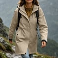 thumbnail image 6 of Ghalytn Women's Mid Length Hooded Rain Jacket with Adjustable Cuffs, Drawstring Waist Zip Up Windproof Coat Side Pockets, 6 of 9