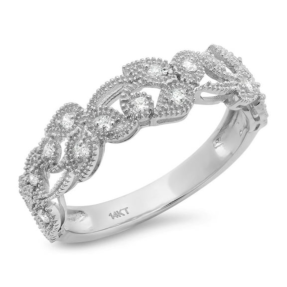 0.17 ctw Wedding Band for Women - 18K White Gold Moissanite Stackable Eternity Ring