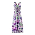 thumbnail image 4 of Vestido largo HUOGUO casual con estampado multicolor sin mangas, 4 of 4