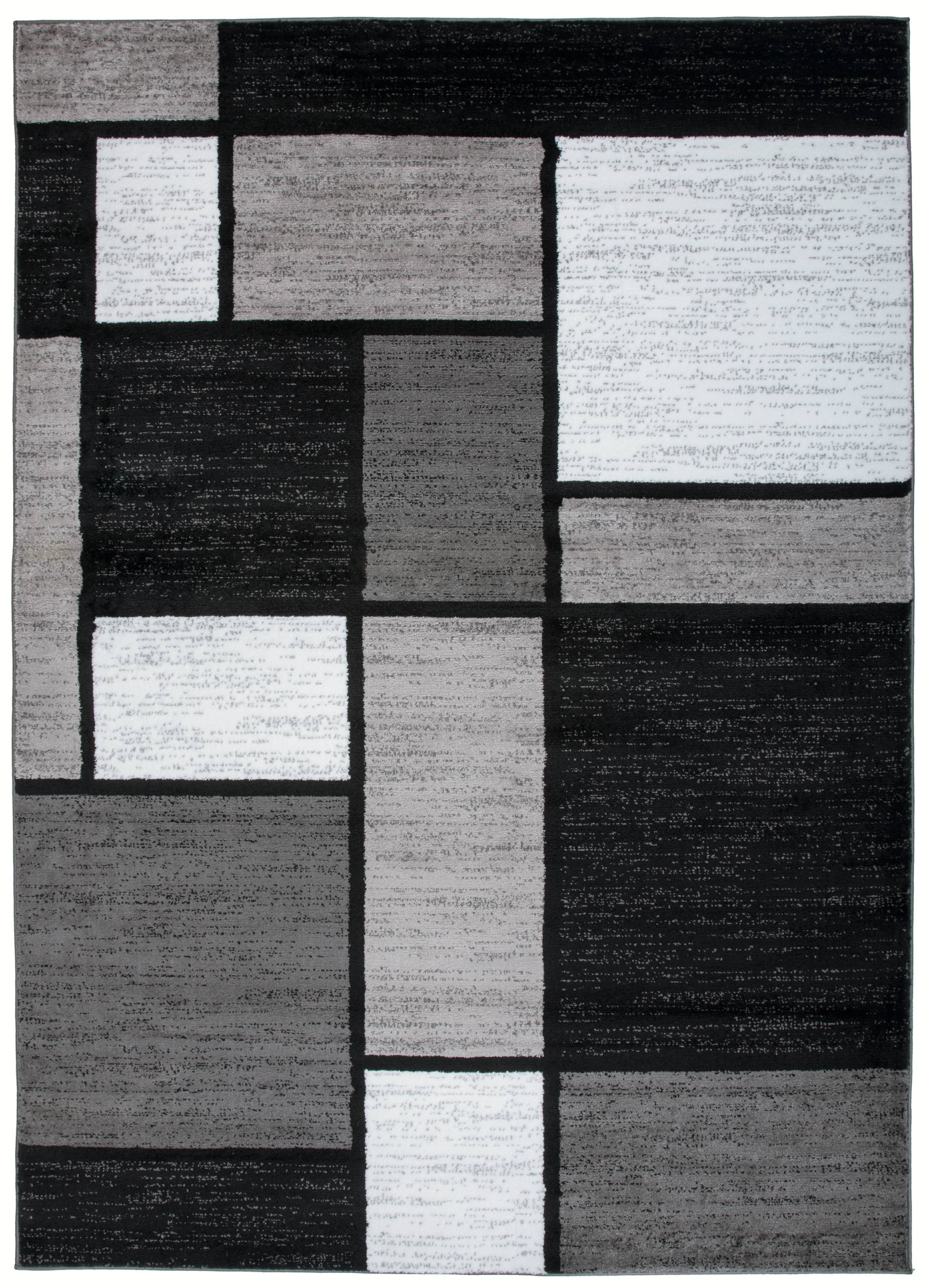 Contemporary Modern Boxes Gray Indoor Area Rug 10'x14'