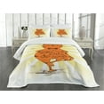 thumbnail image 3 of Ambesonne Yoga Quilted Bedspread Set 3 Pcs, Peaceful Cat with Phrase, Queen Size, Orange Yellow Brown, 3 of 5