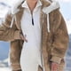thumbnail image 1 of 2023 nueva chaqueta con capucha y cremallera de felpa suelta de otoño e invierno para mujer, 1 of 3