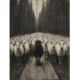 thumbnail image 1 of QISVANSET Black Sheep Herd Canvas Wall Art 15.75x11.81 Inches, 1 of 5