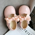 thumbnail image 5 of Toddler Little Girl Dress Shoes Mary Jane Flats Party Toddler Shoes Baby Girls Cute Fashion Bow Hollow Out Non-slip Small Leather Princess Shoes Pink 15-18 Months, 5 of 6
