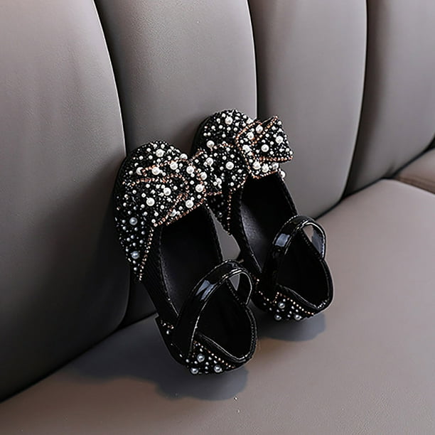 Big Kid Girls Sandal High Heels for Kids Size 13 Childrens Shoes Pearl Rhinestones Shining Kids Princess Shoes Baby Girls Shoes for Party and Female Sandal Black 27 Walmart