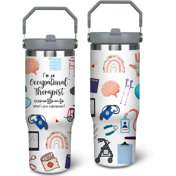 Occupational Therapy Gifts, Ot Therapist Gifts For Occupational Therapist, 30oz Occupational Therapy Tumbler with Handle Stainless Steel Insulated OT Cups Mugs Water Bottle