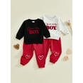 thumbnail image 3 of BemeyourBBs Toddler Baby Boy Valentines Day 2 Piece Outfits Newborn Love Boy Sweatshirt Tops and Pants Set Fall Winter Spring Clothes, 3 of 9