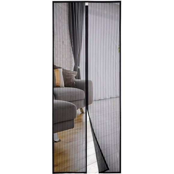 Magnetic fly screen doors, insect screens, magnetic curtains for balcony doors, cellar doors and patio doors, without drilling, black