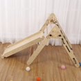 thumbnail image 2 of Toddler Indoor Climbing Toys, Wooden Gym Playset, 3-in-1 Triangle Folding Climber with Ramp Slide Arch for Boys Girls Kids, Natural, 2 of 5
