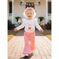thumbnail image 6 of BemeyourBBs Baby Girl First Birthday Outfit 1st Birthday Clothes Letter Cake Embroidery Long Sleeve Romper with Flare Pants Set and Headband, 6 of 9