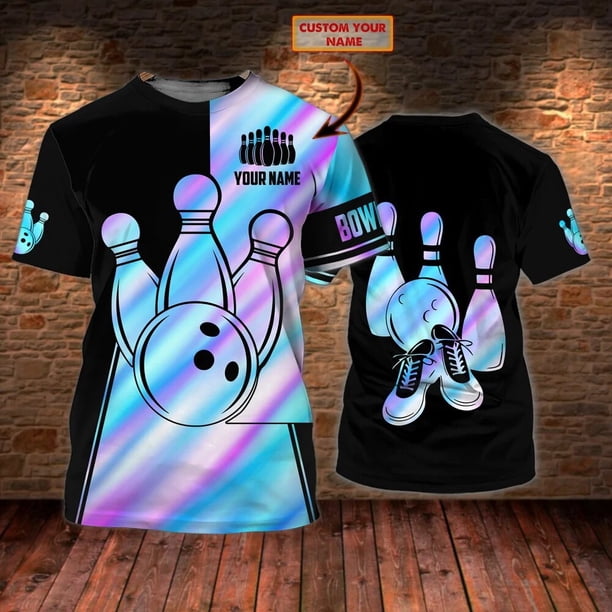 Camiseta con nombre personalizado para hombre, camisa con estampado 3D de bolos, informal, regalo para jugador de bolos, DW126Adult size XS Gao Jinjia LED
