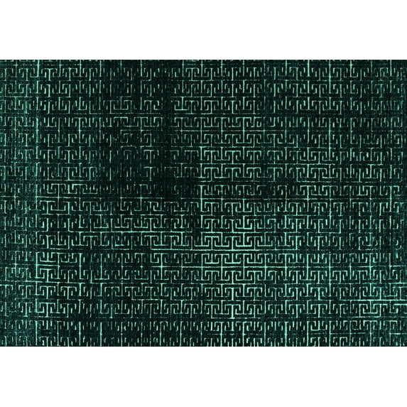Ahgly Company Machine Washable Indoor Rectangle Abstract Turquoise Blue Modern Area Rugs, 2' x 4'