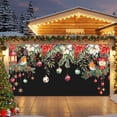 thumbnail image 2 of Fsddascl 7 x 8 Ft Christmas Garage Door Cover, Black Christmas Large Garage Door Banner, Xmas Poinsettia Balls Botanical Birds Hanging Garage Mural Background for Indoor Outdoor Xmas Party Supplies, 2 of 9