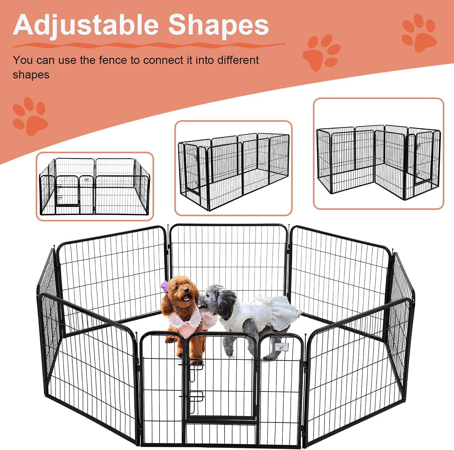 XF XINFENG Dog Fence Pet Gate Dog Kennel 40" Dog Playpen Puppy Playpen 8 Panels with Door Heavy Duty Portable Metal Dog Pen Exercise Pen Dog Gate for Pet Animals Indoor Outdoor