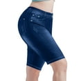 thumbnail image 4 of GZWYHT Jean Shorts Shorts for Women Simple Tight Fashion Slim High Waisted Elastic Imitation Denim Bottoms Can Be Worn Outside Five Minute Shorts Female Tights for Women Running Shorts Navy XL, 4 of 4