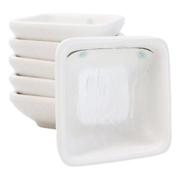 Pack Of 6 Square Yukino Hana Snowflakes Melamine Condiments Dipping Sauce Dishes