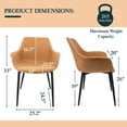thumbnail image 6 of LeisureMod Markley Leather Dining Armchair Metal Legs Set of 4 in Light Brown, 6 of 12