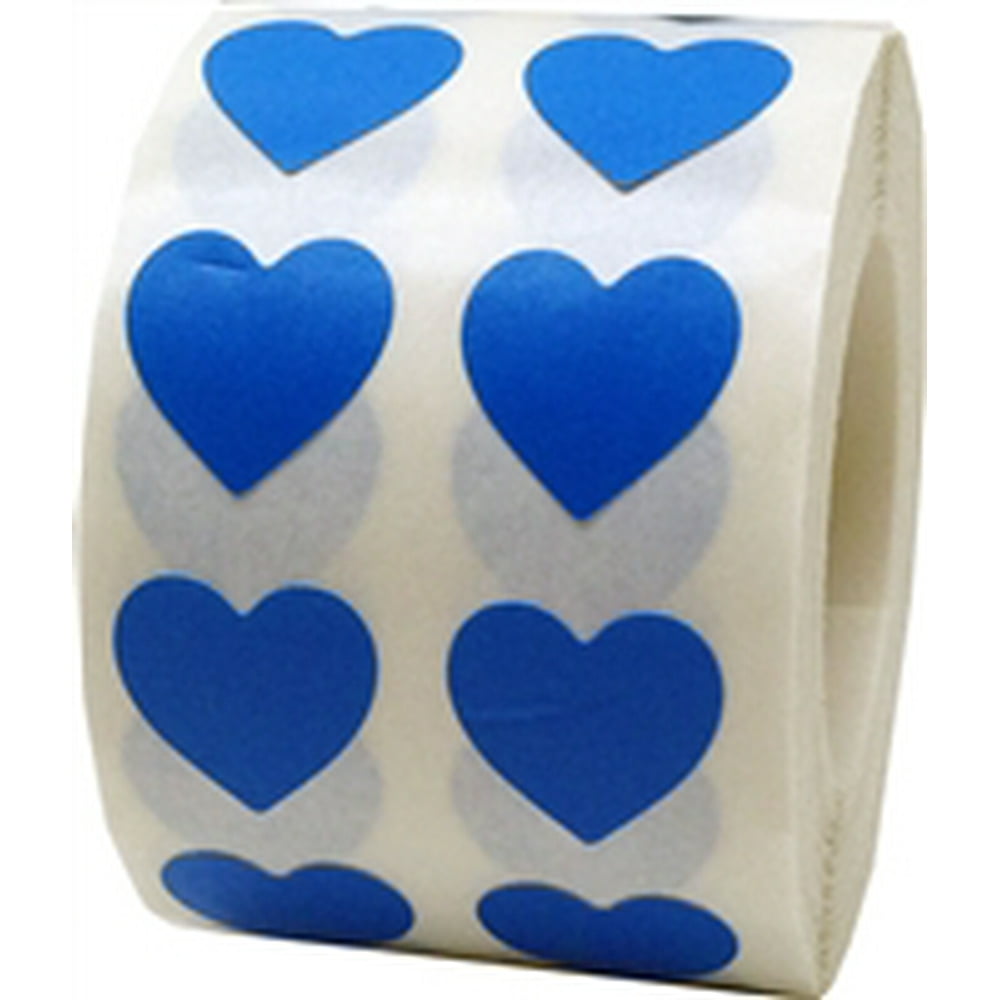 Blue Heart Stickers 0.5" Inch Wide Labels 1,000 Pack