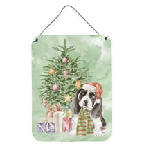 Carolines Treasures CK8221DS1216 Basset Hound Puppy Christmas Presents and Tree Wall or Door Hanging Prints 12x16