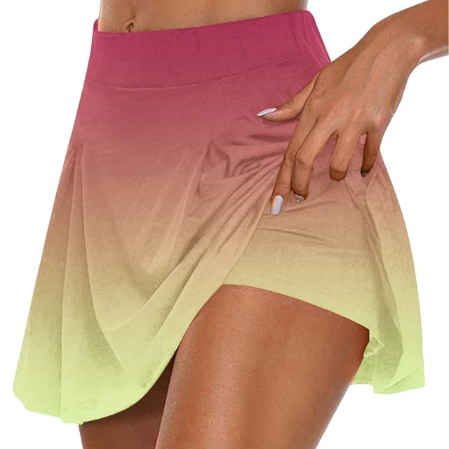 Wlynlyn Skorts for Women High Waisted Pleated Tennis Skirts GradientColor Workout Golf Skirts